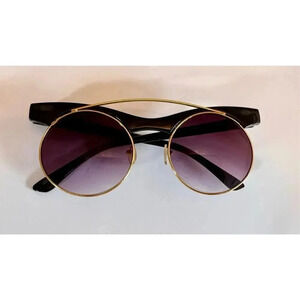 Vintage PRC Retro Style Round Purple Sunglasses Black Frame Hippie Fashion USA